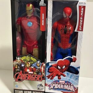 Marvel Avengers Iron Man and Spider-Man Figures - Red and Blue (set of 2)